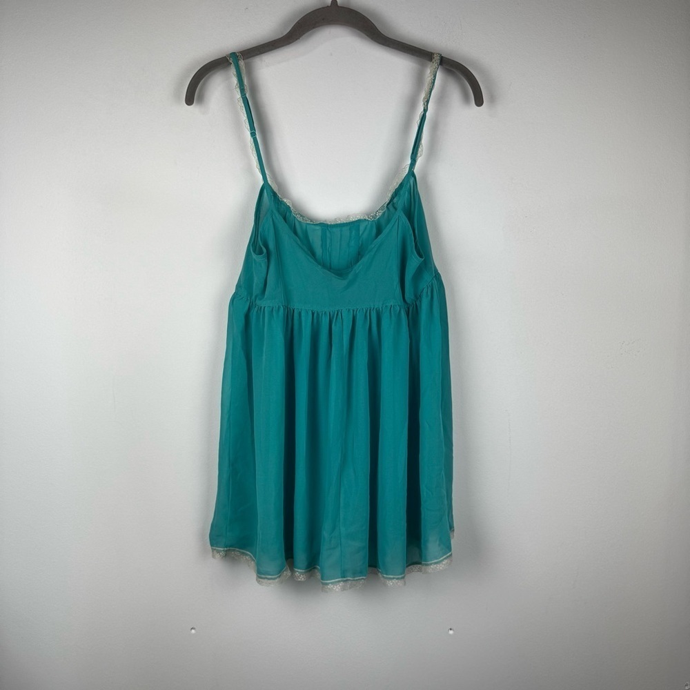 Victoria's Secret Sheer Turquoise Lace Trim Babydoll Chemise, Size Large - Picture 7 of 10